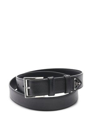 Prada Pre-Owned 2000 triangle logo leather belt - Black