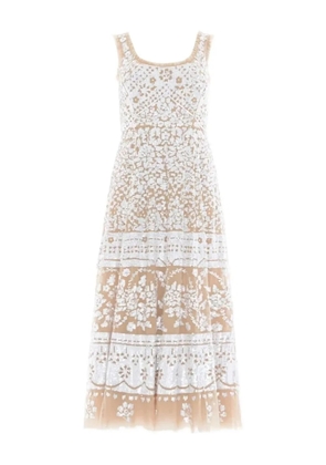 Needle & Thread sequin-embellished scoop-neck midi dress - Neutrals