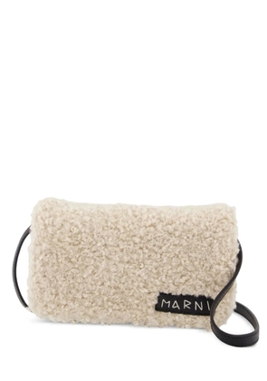Marni faux-shearling crossbody bag - White