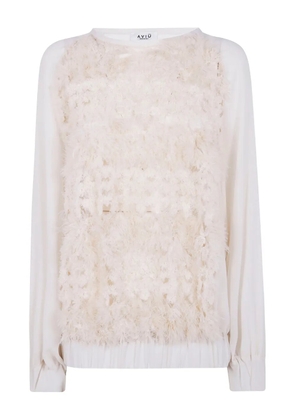 Aviù feather-trimmed blouse - Neutrals