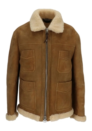 TOM FORD shearling-collared pocket jacket - Brown