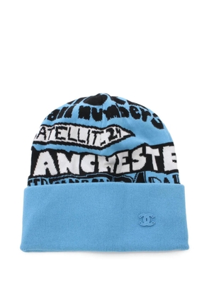 CHANEL Pre-Owned 1986-1988 intarsia-knit beanie - Blue