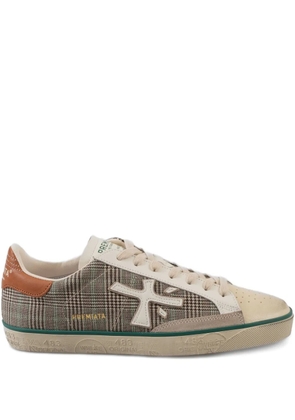 Premiata Steven 7710 check appliqué sneakers - Neutrals