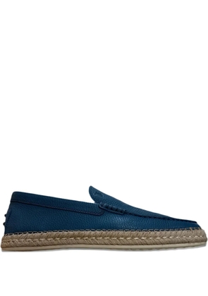 Tod's raffia-platform leather loafers - Blue