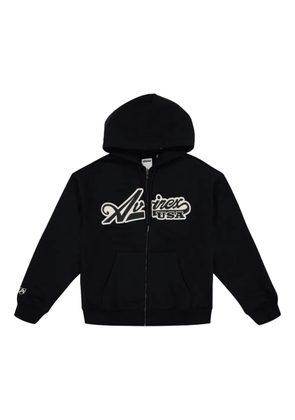 Avirex zip logo hooded hoodie - Black