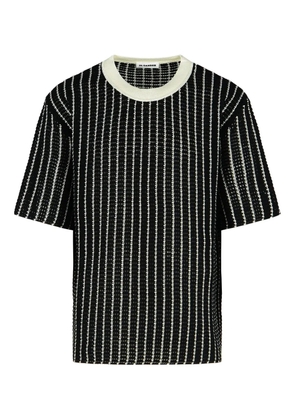 Jil Sander crochet striped T-shirt - Black