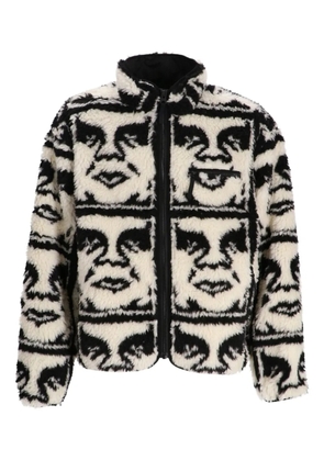 Obey patterned zip jacket - White