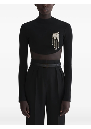 Mugler embellished cropped top - Black