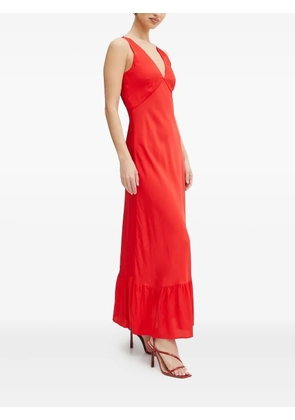TWINSET plunge-neck frill-hem maxi dress - Red