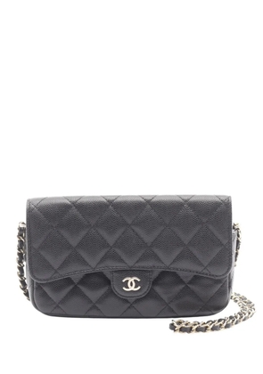 CHANEL Pre-Owned 2021-2025 CC Quilted Caviar Flap Phone Holder Wallet on Chain crossbody bag - Black