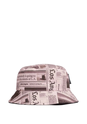 Palm Angels newspaper print bucket hat - 1030 BLACK-PINK