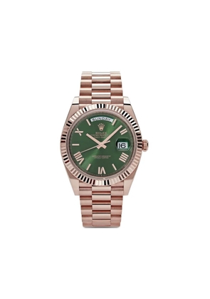 Rolex 2021 pre-owned Day-Date 18K Everose Rose 40mm - Green