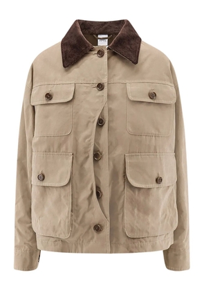 ASPESI corduroy-collar flap-pocket jacket - Neutrals