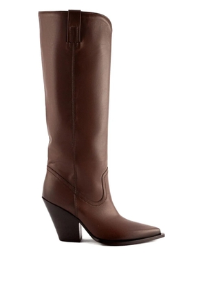 Elena Iachi 90mm pointed-toe side-details knee-high boots - Brown