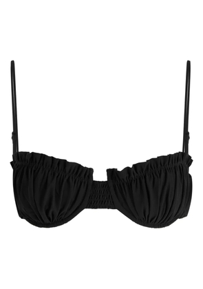 Faithfull the Brand Esterel ruffled shirred bikini top - Black