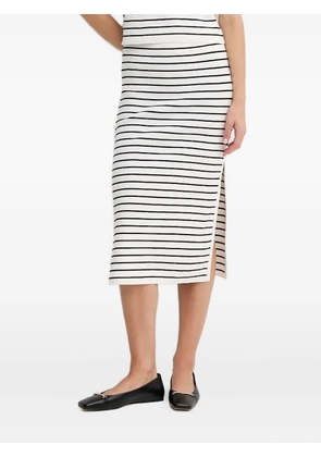 DKNY striped side-split midi skirt - White