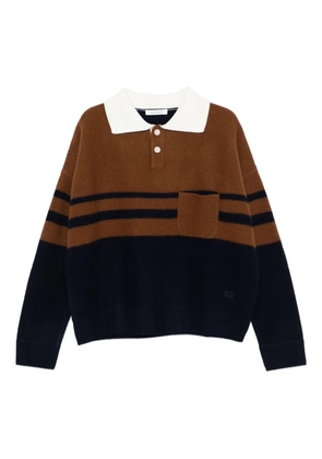 Wales Bonner striped polo-neck sweater - Brown
