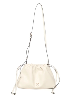 PINKO drawstring logo shoulder bag - White