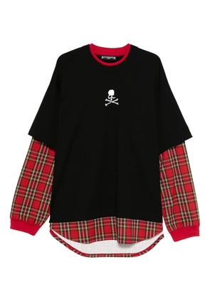 Mastermind Japan plaid layered long-sleeve T-shirt - Black