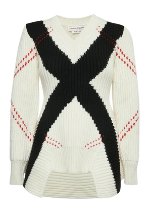 Alexander McQueen Pre-Owned ribbed contrasting-pattern sweater - White