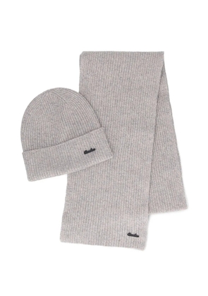 Borsalino virgin-wool beanie and scarf set - Grey