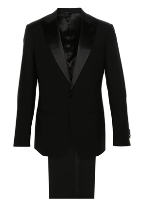 Giorgio Armani contrast wool single-breasted suit - Black