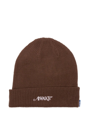 Awake NY logo-embroidered beanie - Brown
