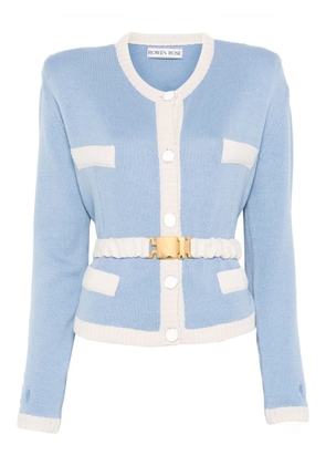 Rowen Rose two-tone belted cardigan - Blue