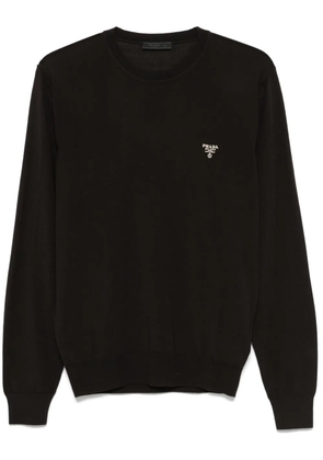 Prada logo-embroidered sweater - Brown