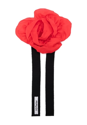 Parlor rose-shaped ribbon choker necklace - Red