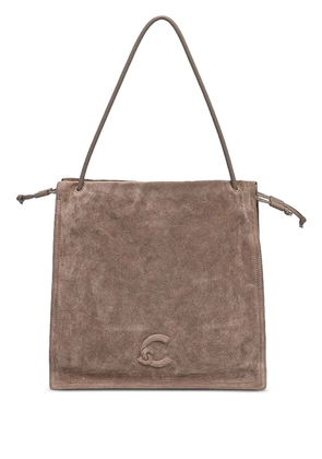 Coccinelle large Dulse embossed-logo suede tote bag - Brown