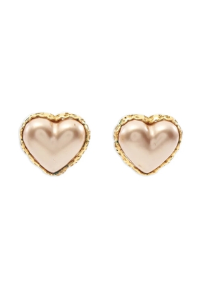 CHANEL Pre-Owned 1986 heart pearl earrings - Gold