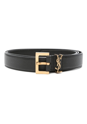 Saint Laurent Cassandre leather belt - Black