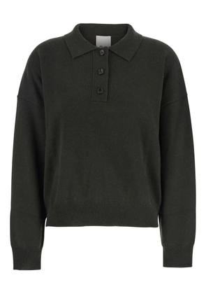 Allude point-collar wool polo top - Green