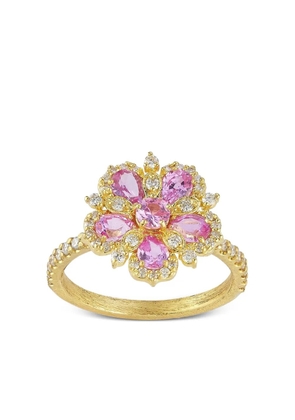 Tanya Farah 18k yellow gold Jasmine Bloom pink sapphire and diamond ring