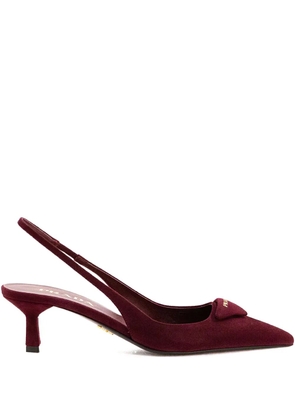 Prada 55mm logo-detail slingback pumps - Red