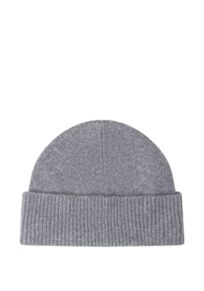 BOSS logo-plaque ribbed beanie hat - Grey