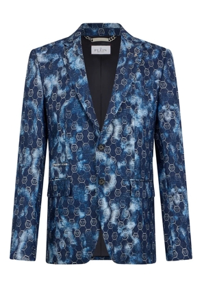 Philipp Plein jacquard-monogram blazer - Blue