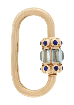 Marla Aaron 14K yellow gold Hatshepsut Lock aquamarine and lapis lazuli charm