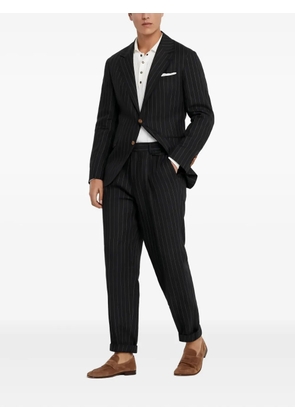Brunello Cucinelli pinstripe linen suit - Blue