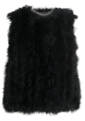 Yves Salomon silk feathered-finish waistcoat - Black
