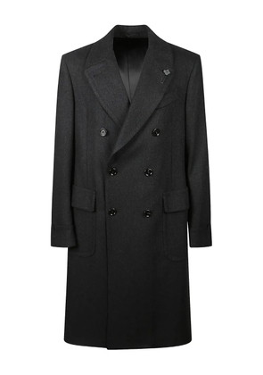 Lardini double-breasted wool coat - Black