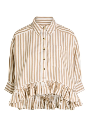 Free People Bailey ruffled striped shirt - Brown