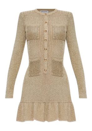 Self-Portrait long-sleeve ruffled dress - Neutrals