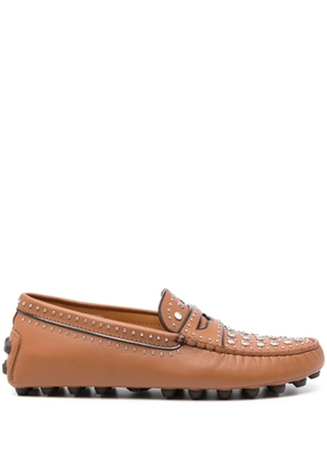 Tod's stud-embellished loafers - Brown