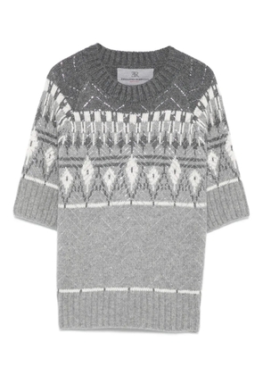 Ermanno Scervino fair isle-knit short-sleeved top - Grey