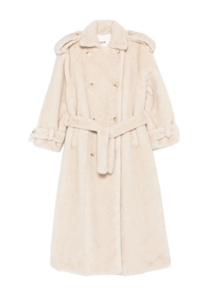 ducie Thalia double-breasted faux fur coat - Neutrals