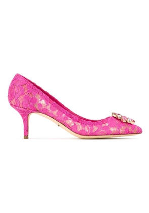 Dolce & Gabbana Taormina-lace crystal-embellished pumps - Pink