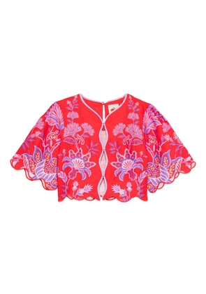 FARM Rio Porcelain Garden floral-print scalloped top - Red