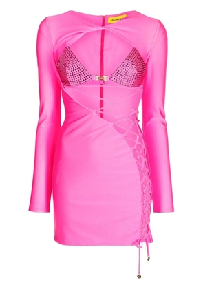 Dundas lace-up mini dress - Pink